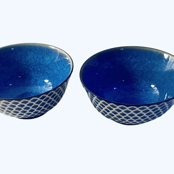 Certified International Blue Embossed 6" Soup/Cereal Bowls Set Of 2 - Picture 5 of 7
